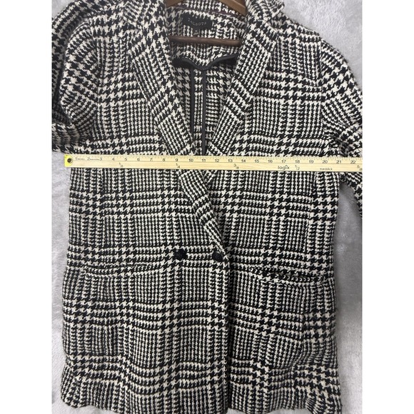 Talbots Women's Black & Off White Houndstooth Plaid Longer Coat Jacket Sz 14 - Picture 11 of 16